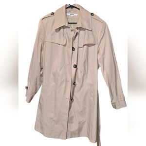 DKNY Beige Button-Up Trench Coat